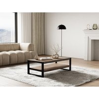 Couchtisch mit zwei Ablagen - Mangoholz & Metall - Naturfarben & Schwarz - HARLEM II von Vente-unique