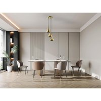 Deckenleuchte - Metall - 3 Lampenschirme - 36 x 138 cm - Goldfarben glänzend - OSARA von Vente-unique