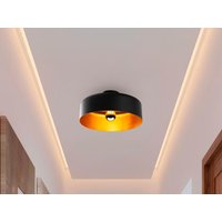 Deckenleuchte - Metall - Schwarz innen Gold - H.18 x D.35 cm - AVENO von Vente-unique