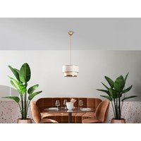 Deckenleuchte aus Metall - 30 x 65 cm - Goldfarben und Beige - RAYONA von Vente-unique
