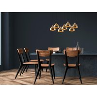 Deckenleuchte höhenverstellbar - Metall - 7 Schirme - 88 x 114 cm - Goldfarben & Schwarz - SONITI von Vente-unique