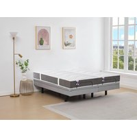 Dekoratives Bett mit elektrischer Relaxfunktion + 3-Zonen-Matratze aus 100 % Latex - 2 x 90 x 200 cm - Stoff - Grau - PANISOLA von YSMÉE Dekoratives Bett mit elektrischer Relaxfunktion + 3-Zonen-Matratze aus 100 % Latex - 2 x 90 x 200 cm - Stoff - Grau - PANISOLA von YSMÉE von Vente-unique