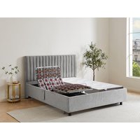 Dekoratives Bett mit elektrischer Relaxfunktion mit Tellern + 3-Zonen-Matratze aus 100 % Latex - 2 x 80 x 200 cm - Stoff - Grau - TIARI von YSMÉE von Vente-unique
