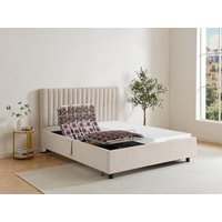 Dekoratives Bett mit elektrischer Relaxfunktion mit Tellern + Memory-Schaum-Matratze - 2 x 70 x 190 cm - Stoff - Beige - SASORA von DREAMEA von Vente-unique