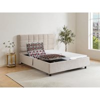 Dekoratives Bett mit elektrischer Relaxfunktion mit Tellern + Memory-Schaum-Matratze - 2 x 80 x 200 cm - Stoff - Beige - EREGA von DREAMEA von Vente-unique