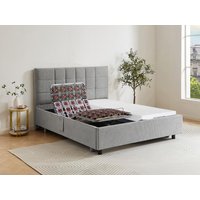 Dekoratives Bett mit elektrischer Relaxfunktion mit Tellern + Memory-Schaum-Matratze - 2 x 90 x 200 cm - Stoff - Grau - EREGA von DREAMEA von Vente-unique
