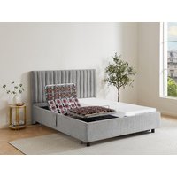 Dekoratives Bett mit elektrischer Relaxfunktion mit Tellern + Memory-Schaum-Matratze - 2 x 90 x 200 cm - Stoff - Grau - SASORA von DREAMEA von Vente-unique