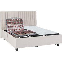 Dekoratives Bett mit elektrischer Relaxfunktion mit Tellern + Taschenfederkern- & Memory-Schaum-Matratze - 2 x 70 x 190 cm - Stoff - Beige - ANTALISA von YSMÉE von Vente-unique