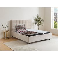 Dekoratives Bett mit elektrischer Relaxfunktion mit Tellern + Taschenfederkern- & Memory-Schaum-Matratze - 2 x 70 x 190 cm - Stoff - Beige - MANAM von DREAMEA Dekoratives Bett mit elektrischer Relaxfunktion mit Tellern + Taschenfederkern- & Memory-Schaum-Matratze - 2 x 70 x 190 cm - Stoff - Beige - MANAM von DREAMEA von Vente-unique