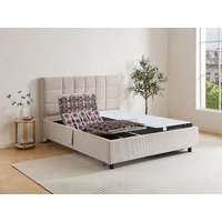 Dekoratives Bett mit elektrischer Relaxfunktion mit Tellern + Taschenfederkern- & Memory-Schaum-Matratze - 2 x 70 x 190 cm - Stoff - Beige - MANAM von YSMÉE Dekoratives Bett mit elektrischer Relaxfunktion mit Tellern + Taschenfederkern- & Memory-Schaum-Matratze - 2 x 70 x 190 cm - Stoff - Beige - MANAM von YSMÉE von Vente-unique