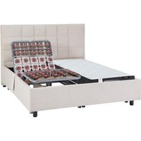 Dekoratives Bett mit elektrischer Relaxfunktion mit Tellern + Taschenfederkern- & Memory-Schaum-Matratze - 2 x 90 x 200 cm - Stoff - Beige - MANAM von YSMÉE von Vente-unique
