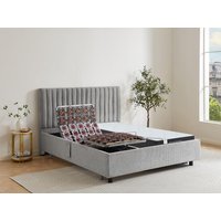 Dekoratives Bett mit elektrischer Relaxfunktion mit Tellern + Taschenfederkern- & Memory-Schaum-Matratze - 2 x 90 x 200 cm - Stoff - Grau - ANTALISA von DREAMEA von Vente-unique