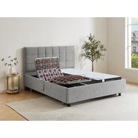 Dekoratives Bett mit elektrischer Relaxfunktion mit Tellern + Taschenfederkern- & Memory-Schaum-Matratze - 2 x 90 x 200 cm - Stoff - Grau - MANAM von DREAMEA Dekoratives Bett mit elektrischer Relaxfunktion mit Tellern + Taschenfederkern- & Memory-Schaum-Matratze - 2 x 90 x 200 cm - Stoff - Grau - MANAM von DREAMEA von Vente-unique
