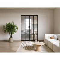 Doppel-Schiebetür mit Galandage-System - Aluminium & Sicherheitsglas mattiert - 2 x 205 cm x 63 cm - WILDEN II Doppel-Schiebetür mit Galandage-System - Aluminium & Sicherheitsglas mattiert - 2 x 205 cm x 63 cm - WILDEN II von Vente-unique