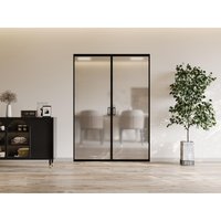 Doppel-Schiebetür mit Galandage-System - Aluminium & Sicherheitsglas mattiert - 2 x 205 x 83 cm - LINCI II von Vente-unique