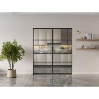 Doppel-Schiebetür mit Galandage-System - Aluminium & Sicherheitsglas transparent - 2 x 205 x 73 cm - SINCA II Doppel-Schiebetür mit Galandage-System - Aluminium & Sicherheitsglas transparent - 2 x 205 x 73 cm - SINCA II von Vente-unique