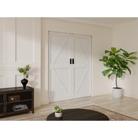 Doppel-Schiebetür mit Galandage-System - Holz & MDF - Weiß - 2 x 205 x 93 cm - NEFARA Doppel-Schiebetür mit Galandage-System - Holz & MDF - Weiß - 2 x 205 x 93 cm - NEFARA von Vente-unique