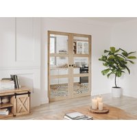 Doppel-Schiebetür mit Galandage-System mit 3 Fenstern - 2 x 205 x 83 cm - Holz - Sicherheitsglas - ACOSTA II von Vente-unique