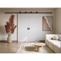 Doppel-Schiebetür mit Laufschiene - 2 x 205 x 93 cm - MDF + Kunststoff (PVC) - Weiß - VARIN II von Vente-unique