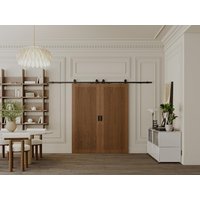 Doppel-Schiebetür mit Laufschiene - MDF & Holz - Holzfarben dunkel - 2 x 205 x 73 cm - SANDORA von Vente-unique