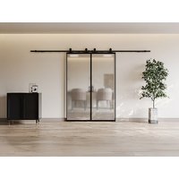 Doppel-Schiebetür mit Laufschienensystem - Aluminium & Sicherheitsglas mattiert - 2 x 205 x 93 cm - LINCI II Doppel-Schiebetür mit Laufschienensystem - Aluminium & Sicherheitsglas mattiert - 2 x 205 x 93 cm - LINCI II von Vente-unique