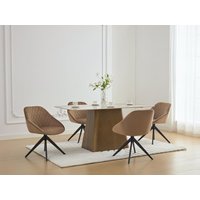 Drehstuhl 2er-Set - Samt & schwarzes Metall - Braun - PRICILE von Vente-unique
