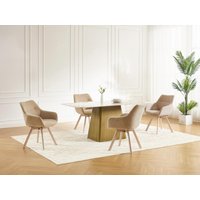 Drehstuhl 2er-Set mit Armlehnen - Stoff & Eiche - Beige - VELBURY Drehstuhl 2er-Set mit Armlehnen - Stoff & Eiche - Beige - VELBURY von Vente-unique