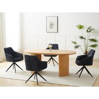 Drehstuhl mit Armlehnen 2er-Set - Strukturstoff - Schwarz - MUSE von Maison Céphy von Vente-unique