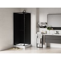 Duschkabine - Beidseitige Installation - Höhe anpassbar - Schwarz - 80 x 80 x 213/232 cm - BADONI von Vente-unique