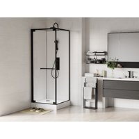 Duschkabine - Beidseitige Installation - Höhe anpassbar - Weiß & Schwarz - 80 x 80 x 213/232 cm - BADONI von Vente-unique