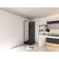 Duschkabine - beidseitige Montage - Höhe anpassbar - Schwarz - 90 x 90 x 213/232 cm - DAMILU von Vente-unique