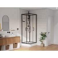 Duschkabine mit Hydromassage - Bambusfasern - Schwarz matt - 80 x 80 x 225 cm - ARDALI Duschkabine mit Hydromassage - Bambusfasern - Schwarz matt - 80 x 80 x 225 cm - ARDALI von Vente-unique
