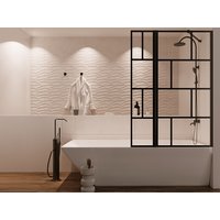 Duschtrennwand Badewanne - 100 x 140 cm - Schwarz matt - OBELINI Duschtrennwand Badewanne - 100 x 140 cm - Schwarz matt - OBELINI von Vente-unique