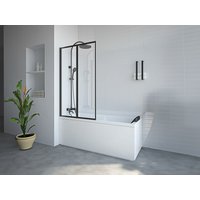 Duschtrennwand Badewanne klappbar - Metall - Industrial Style - Schwarz matt - 80 x 140 cm - DISTRICT von Vente-unique