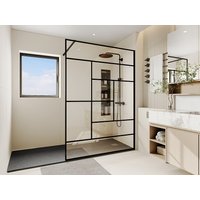 Duschtrennwand Seitenwand - Italienische Dusche - 140 x 200 cm - Schwarz - SEFANA von Vente-unique