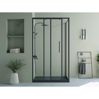 Duschtrennwand Seitenwand Schiebetür - Schwarz matt - Industrial Style - 120 x 80 x 195 cm - TORONI von Vente-unique