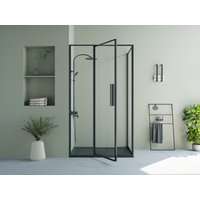 Duschtrennwand Seitenwand Schwingtür - Schwarz matt - Industrial Style - 120 x 80 x 195 cm - TORONI von Vente-unique