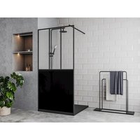 Duschtrennwand Seitenwand italienische Dusche - Schwarz matt - Industrial Style - 100 x 200 cm - URBANIK von Vente-unique