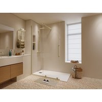 Duschtrennwand Seitenwand italienische Dusche mit Schiebetür - Metall - Industrial Style - Goldfarben - 120 x 200 cm - YOREM von Vente-unique