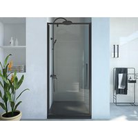 Duschtür Schwingtür - 90 x 195 cm - Metall & Sicherheitsglas - Schwarz matt - TAMRI von Vente-unique