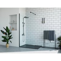 Duschtrennwand Seitenwand italienische Dusche - 100 x 200 cm - Schwarz matt - DAREN Duschtrennwand Seitenwand italienische Dusche - 100 x 200 cm - Schwarz matt - DAREN von Vente-unique