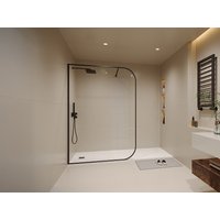 Duschwand für begehbare Duschen gebogen - 140 x 200 cm - Schwarz matt - DOUYANO von Vente-unique