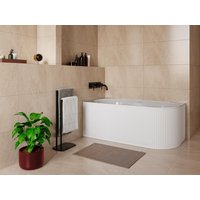 Eckbadewanne geriffelt - 200 L - 150 x 75 x 58 cm - Weiß matt - Acryl - Ecke links - BARBORI von Vente-unique