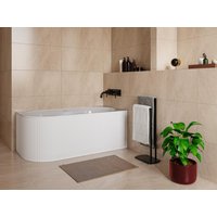 Eckbadewanne geriffelt - 240 L - 170 x 80 x 60 cm - Weiß matt - Acryl - Ecke rechts - BARBORI von Vente-unique