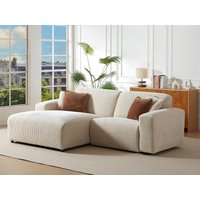 Eckrelaxsofa elektrisch - Ecke links - Cord - Beige - TIRONO von Maison Céphy von Vente-unique
