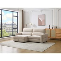 Eckrelaxsofa elektrisch - Ecke links - mit ausziehbarer Sitzfläche - Stoff - Beige - OLMERIO von Vente-unique