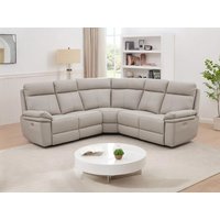 Eckrelaxsofa elektrisch - Leder - Hellgrau - MESOLA von Vente-unique