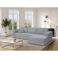 Eckschlafsofa mit Matratze - Ecke rechts - Cord - Hellgrau - Liegefläche 140 cm - Matratze 13 cm - AMELIA II von Vente-unique