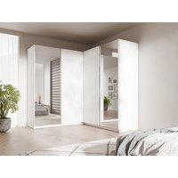Eckschrank 4 Türen - Mit Spiegel - L. 211 cm - Weiß - LEDORMA Eckschrank 4 Türen - Mit Spiegel - L. 211 cm - Weiß - LEDORMA von Vente-unique