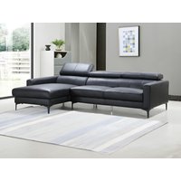 Ecksofa - Büffelleder - Ecke Links - Schwarz - FLORENCE von Vente-unique